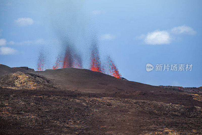 留尼旺岛Piton de la furnace火山喷发